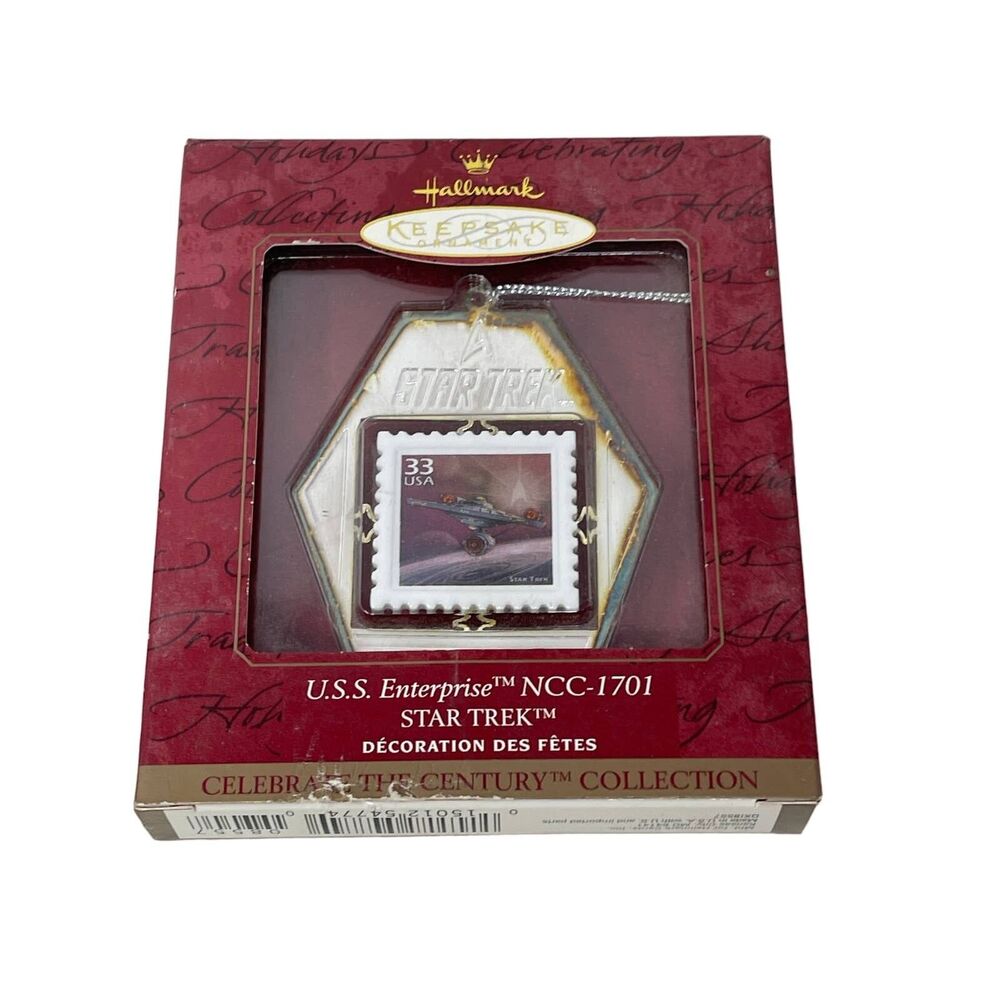 Hallmark Ornament 1999 Star Trek USS Enterprise Celebrate Century USPS Stamp NIB